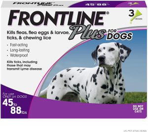 Frontline Plus Flea and Tick Treatment for Dogs (Large Dog, 45-88 Pounds, 3 Doses)